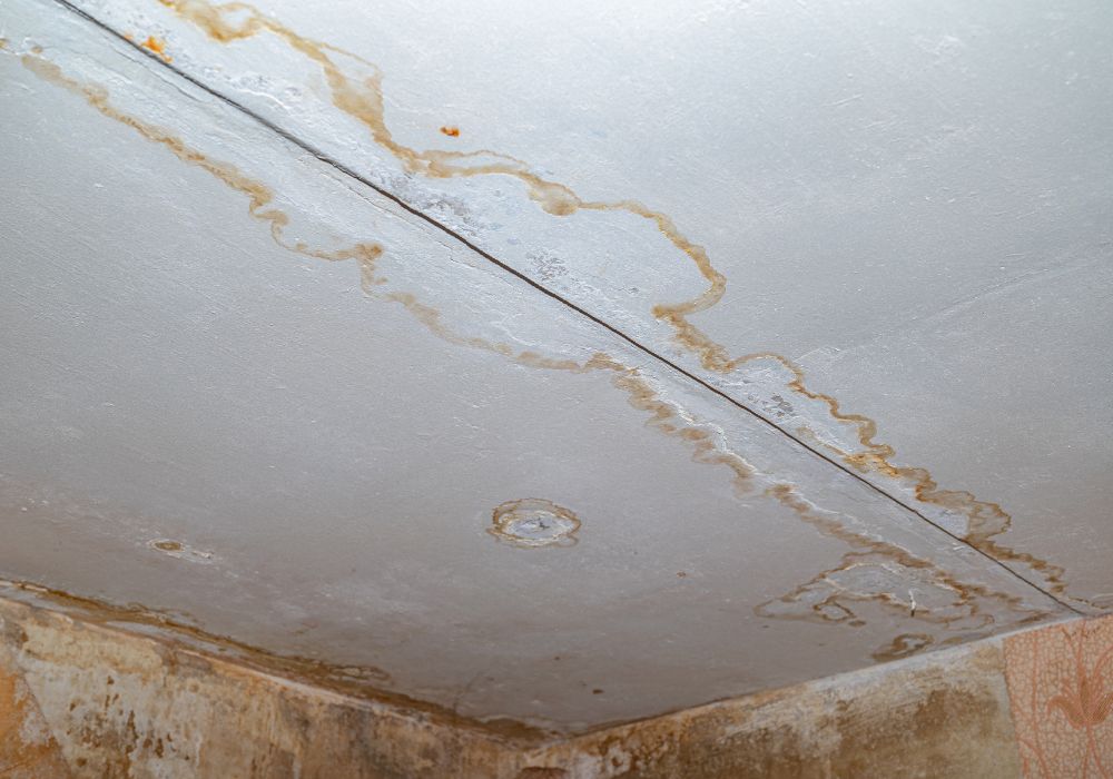 water-damaged-ceiling-from-pipe-leaks Water damaged ceiling from pipe leaks